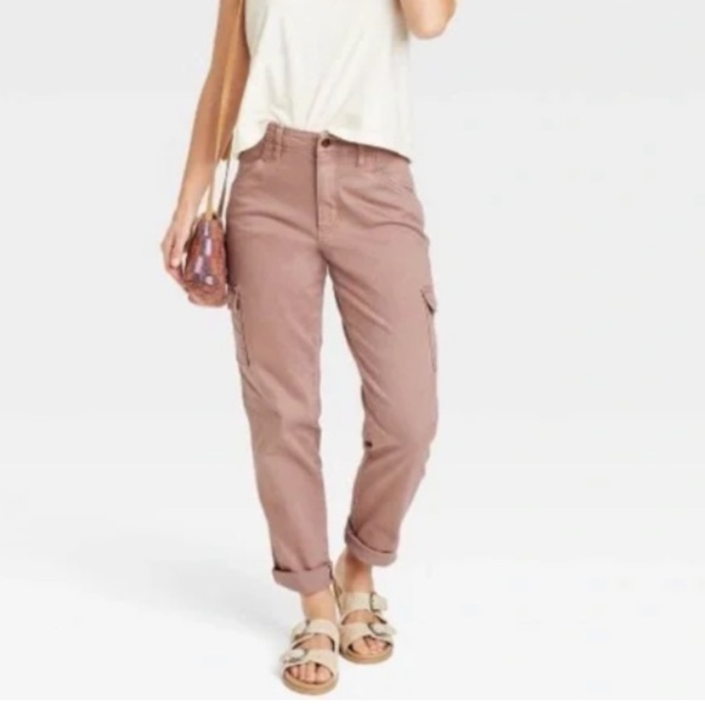 NWT Universal Thread Boyfriend cargo pants vintage stretch washed brown color 8